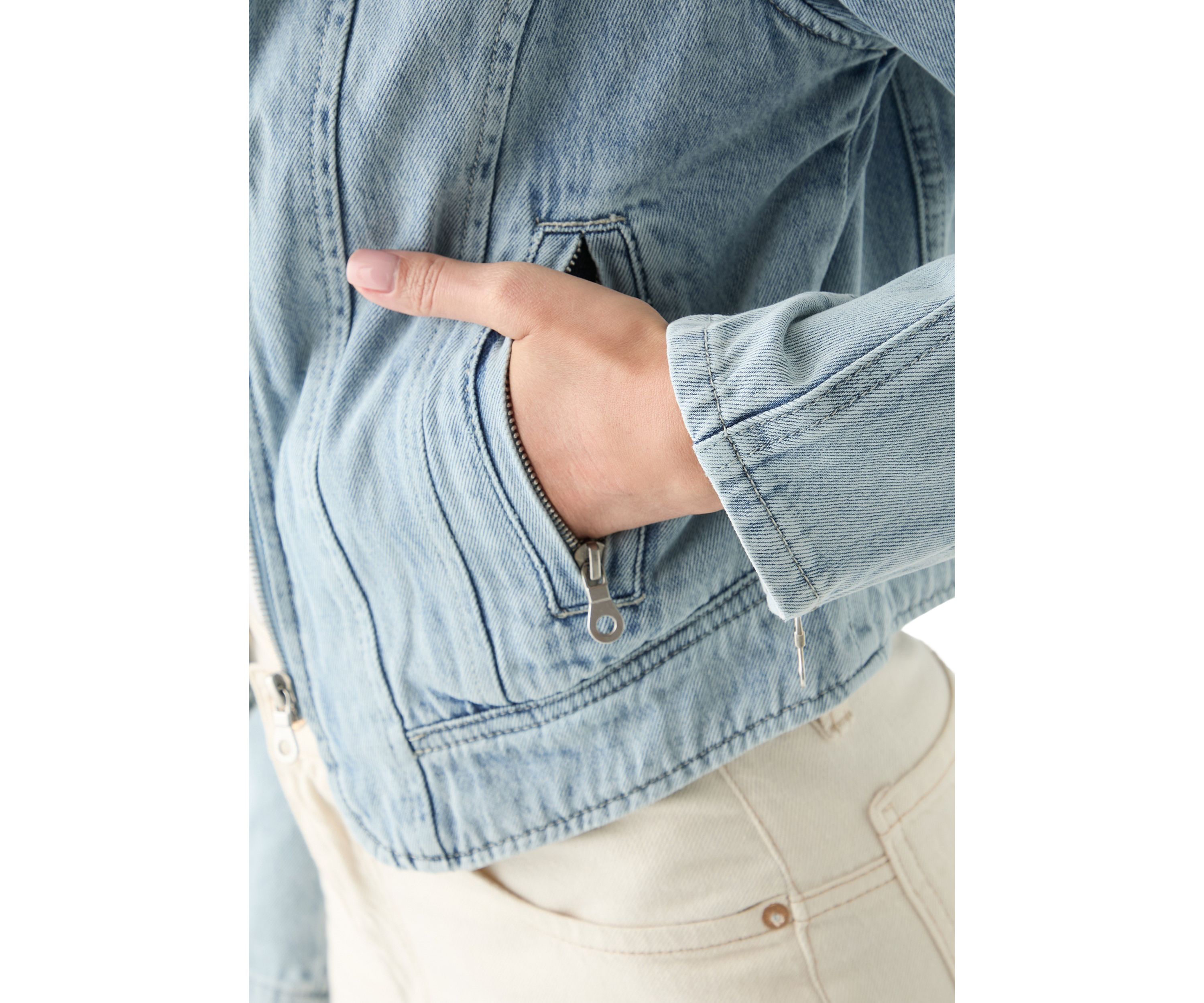 Womens Zip Up Denim Jacket