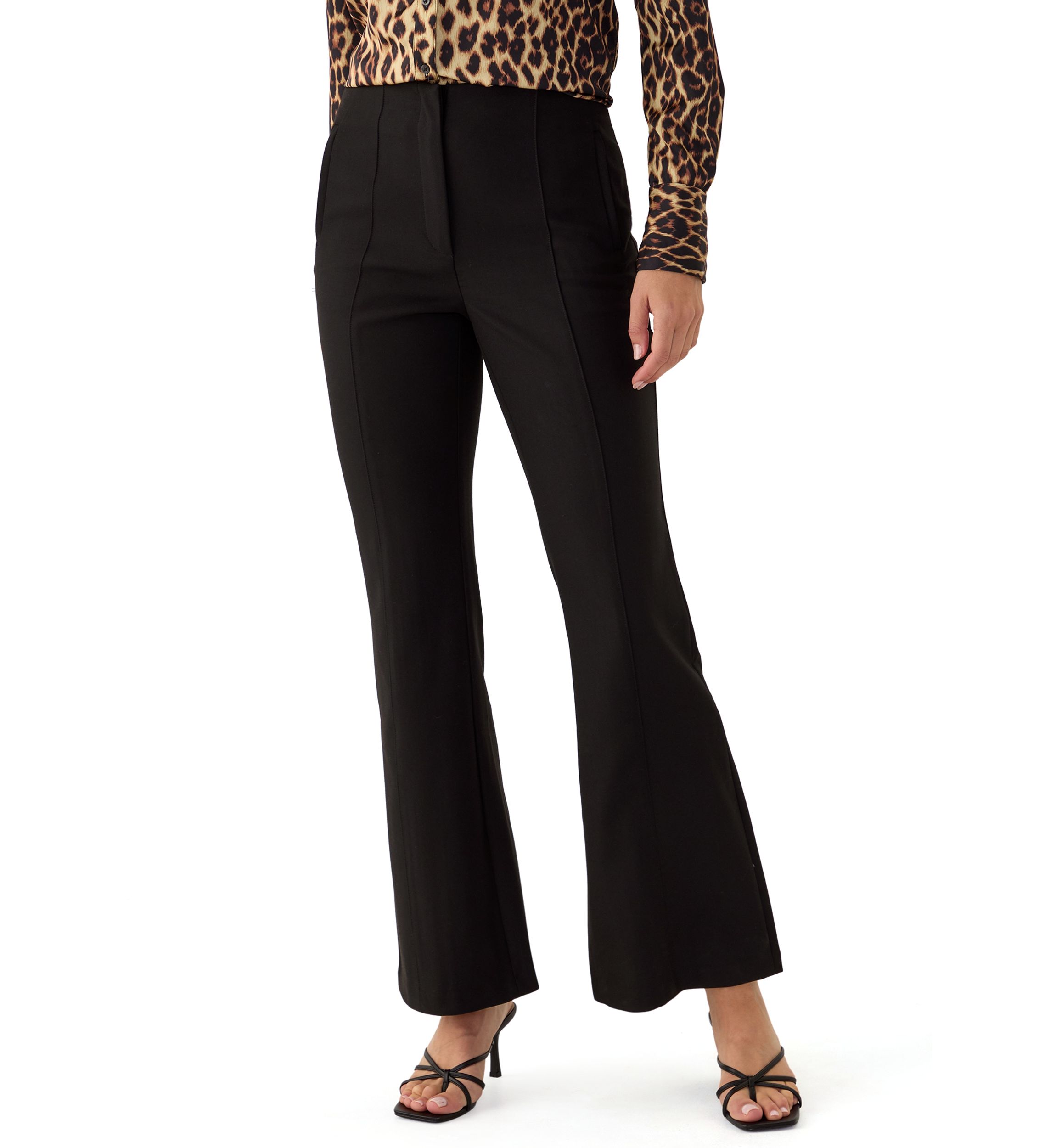 Womens High Waisted Flare Leg Pants with Front Pocket