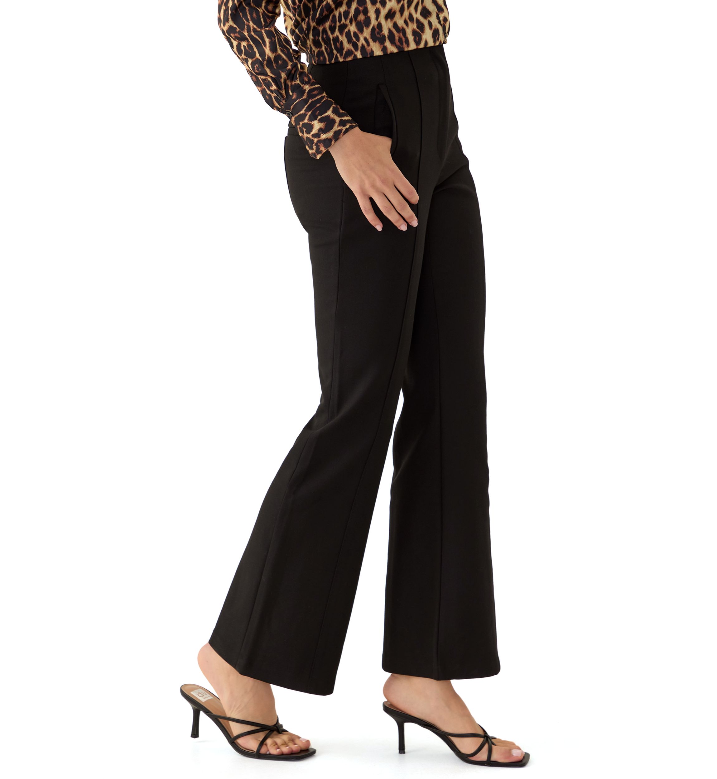 Womens High Waisted Flare Leg Pants with Front Pocket