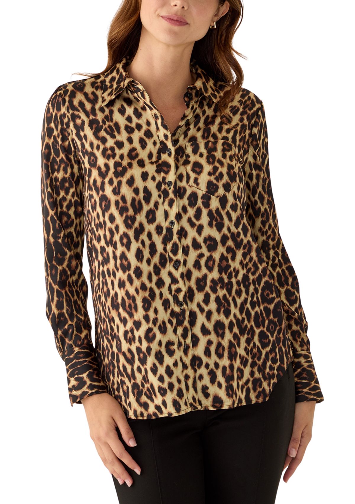 Womens Long Sleeve Collared Button Down Shirt