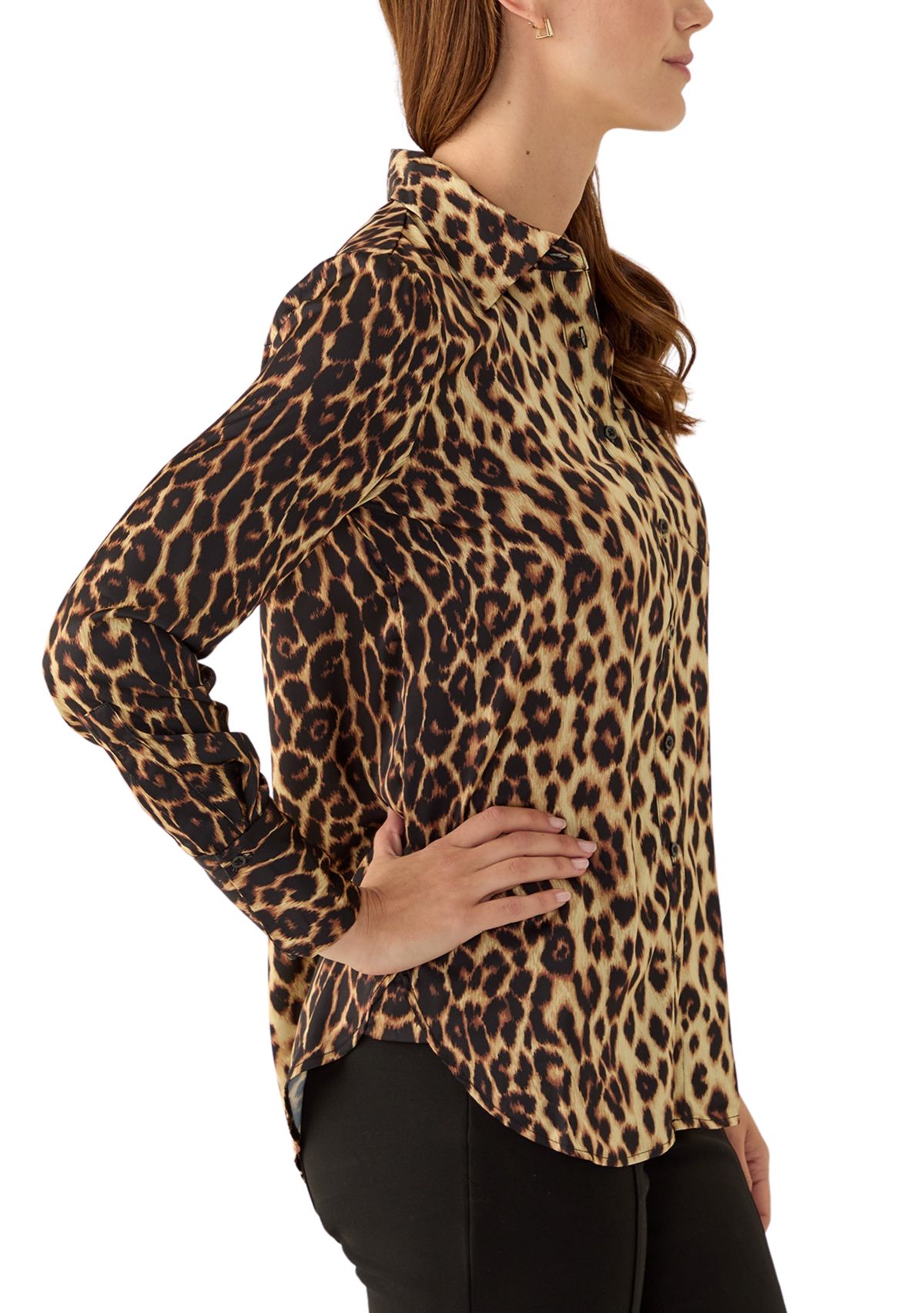 Womens Long Sleeve Collared Button Down Shirt