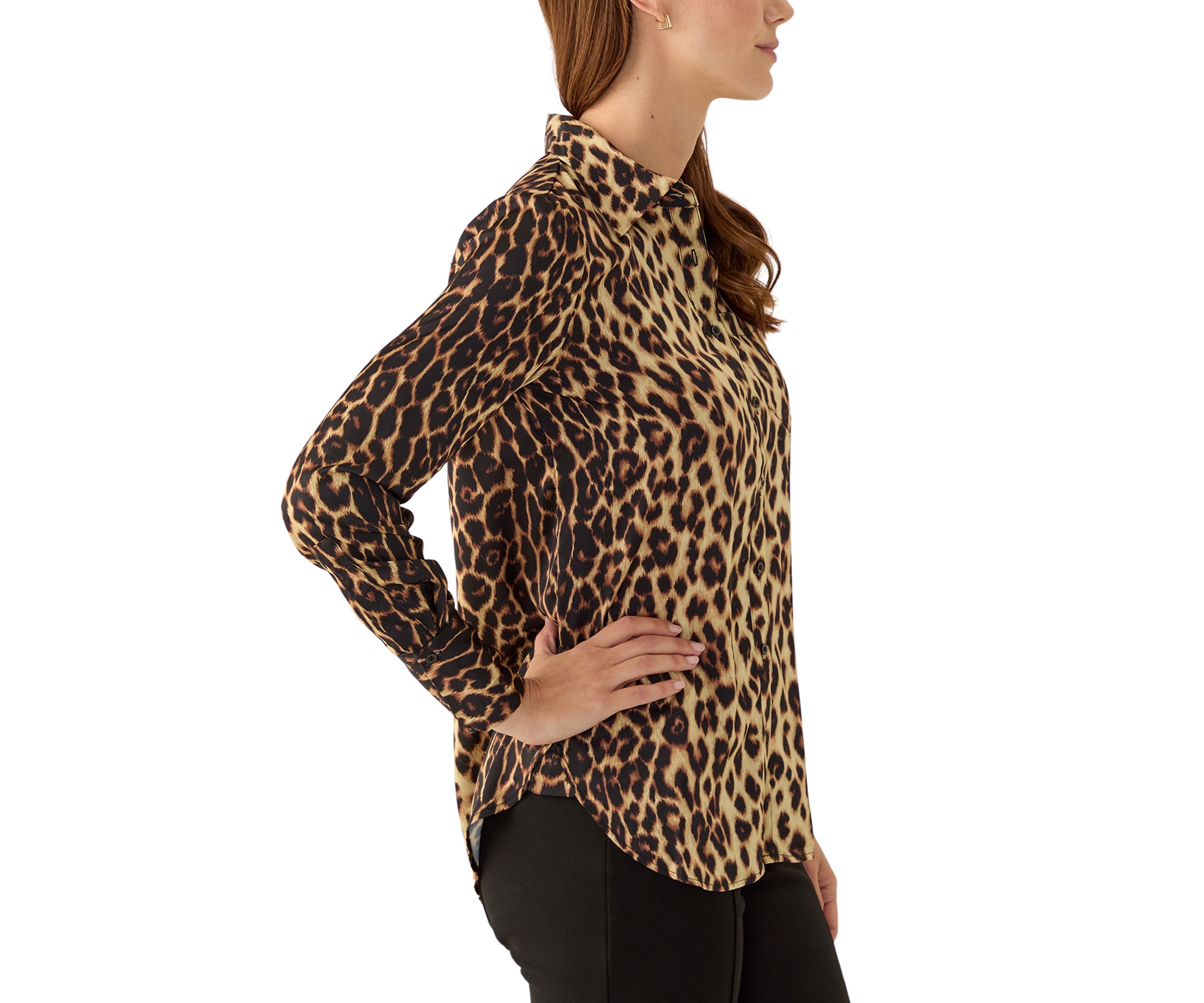 Womens Long Sleeve Collared Button Down Shirt