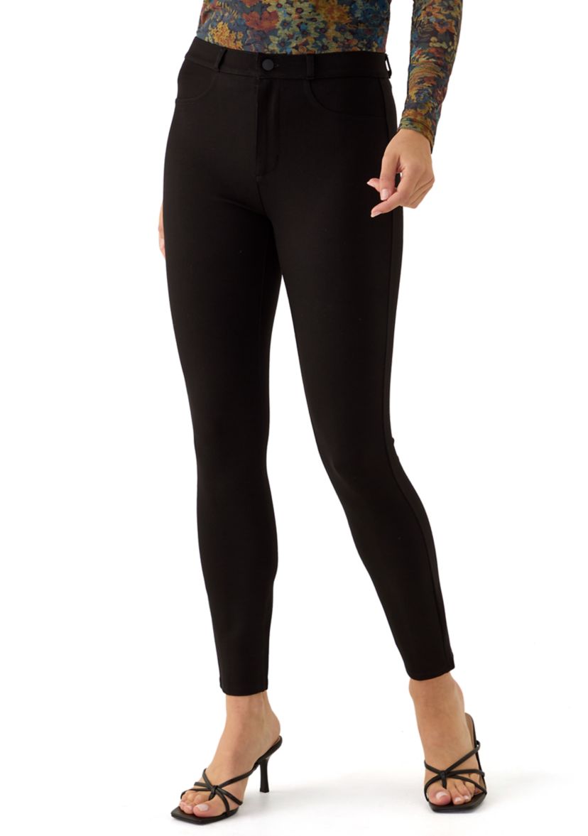 Womens Fly Front Ponte Pants