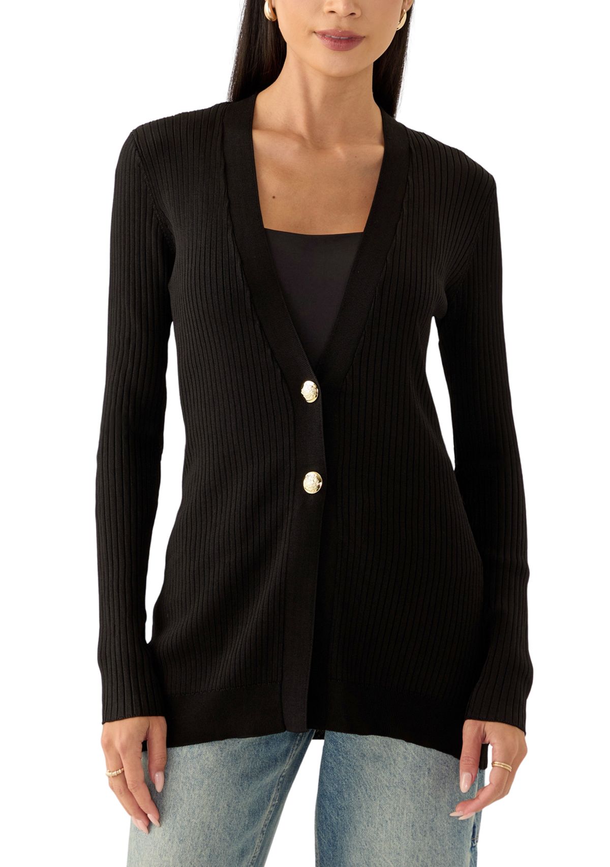 Womens Knit V-Neck Button Front Cardigan