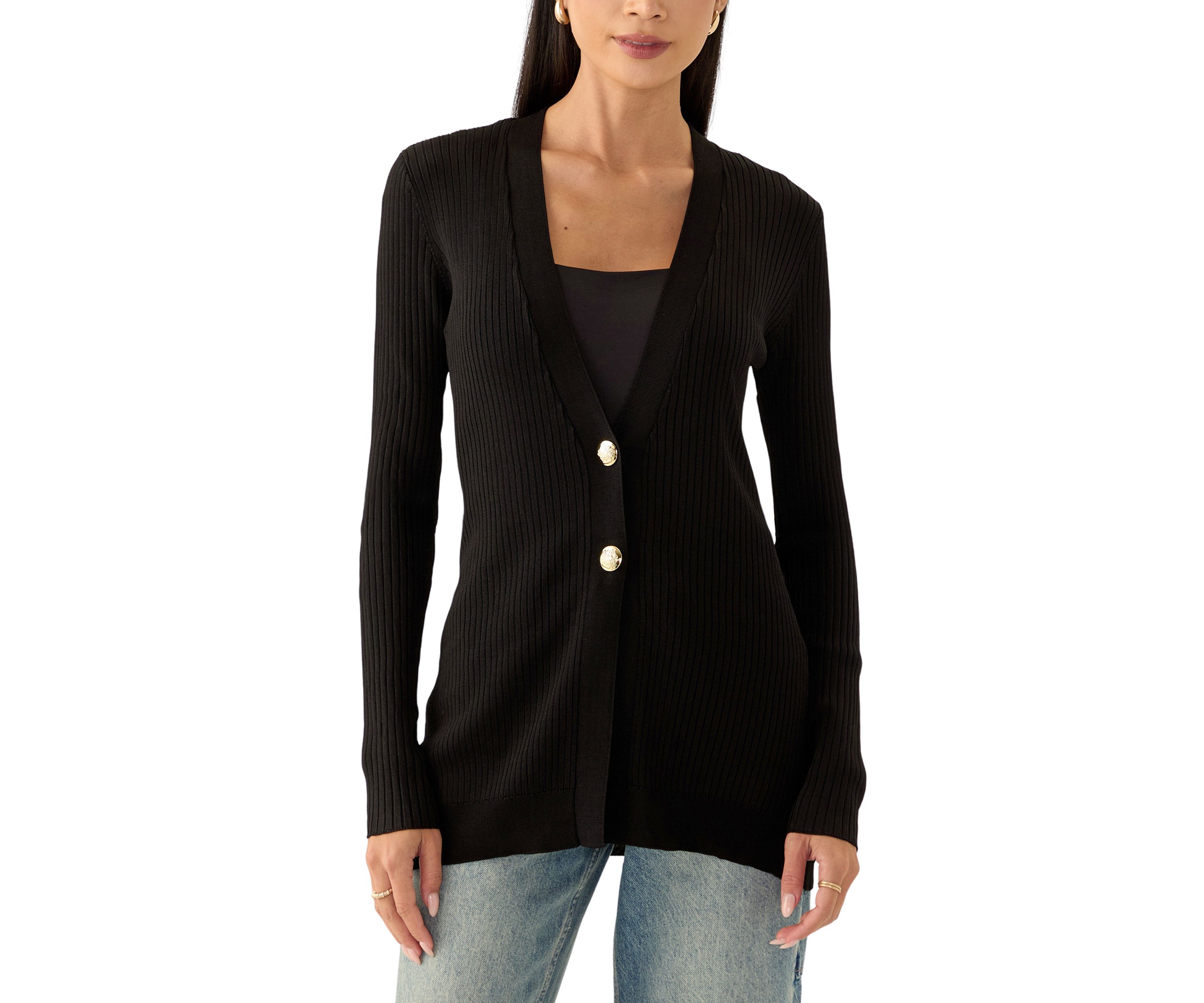 Womens Knit V-Neck Button Front Cardigan