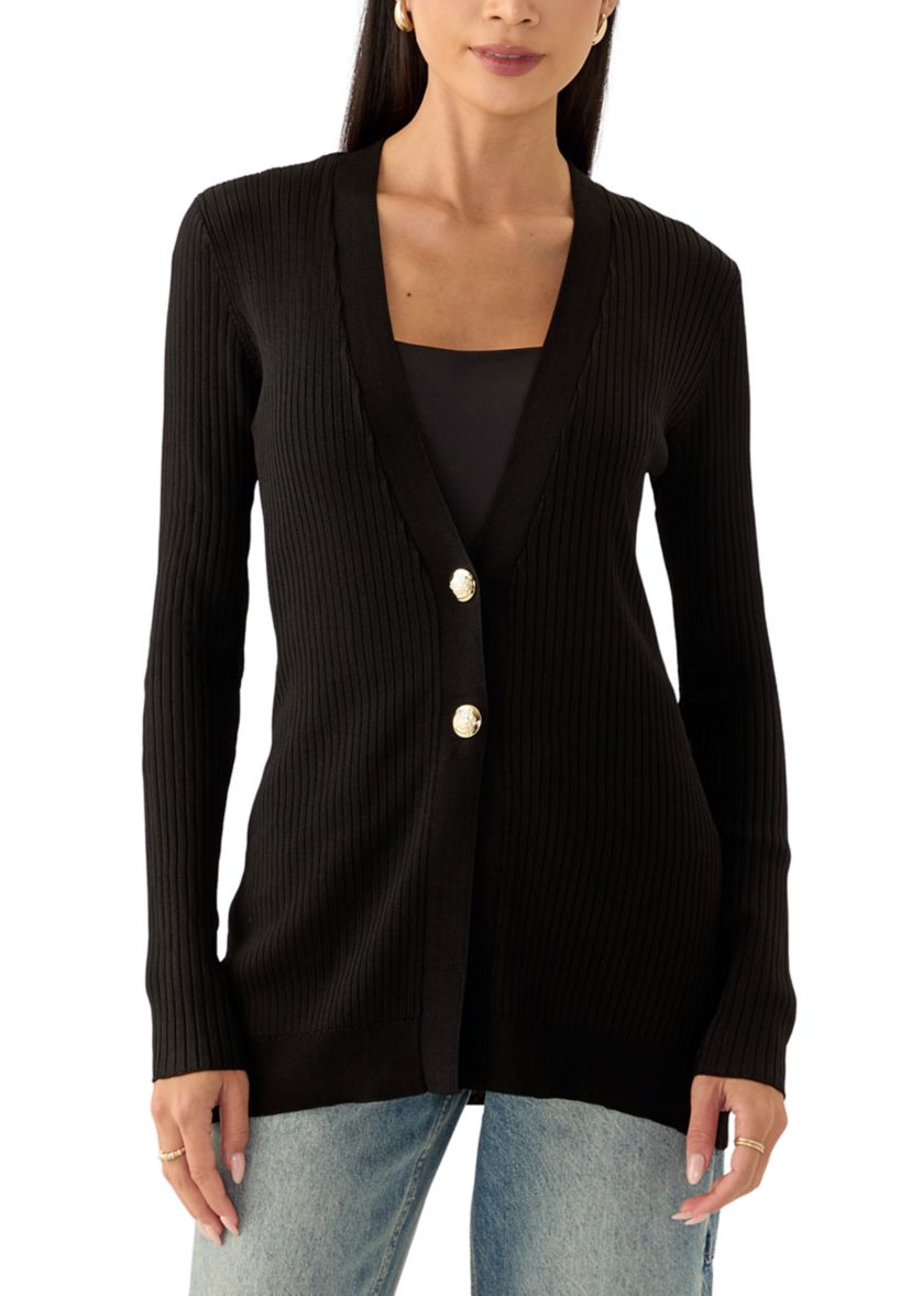 Womens Knit V-Neck Button Front Cardigan