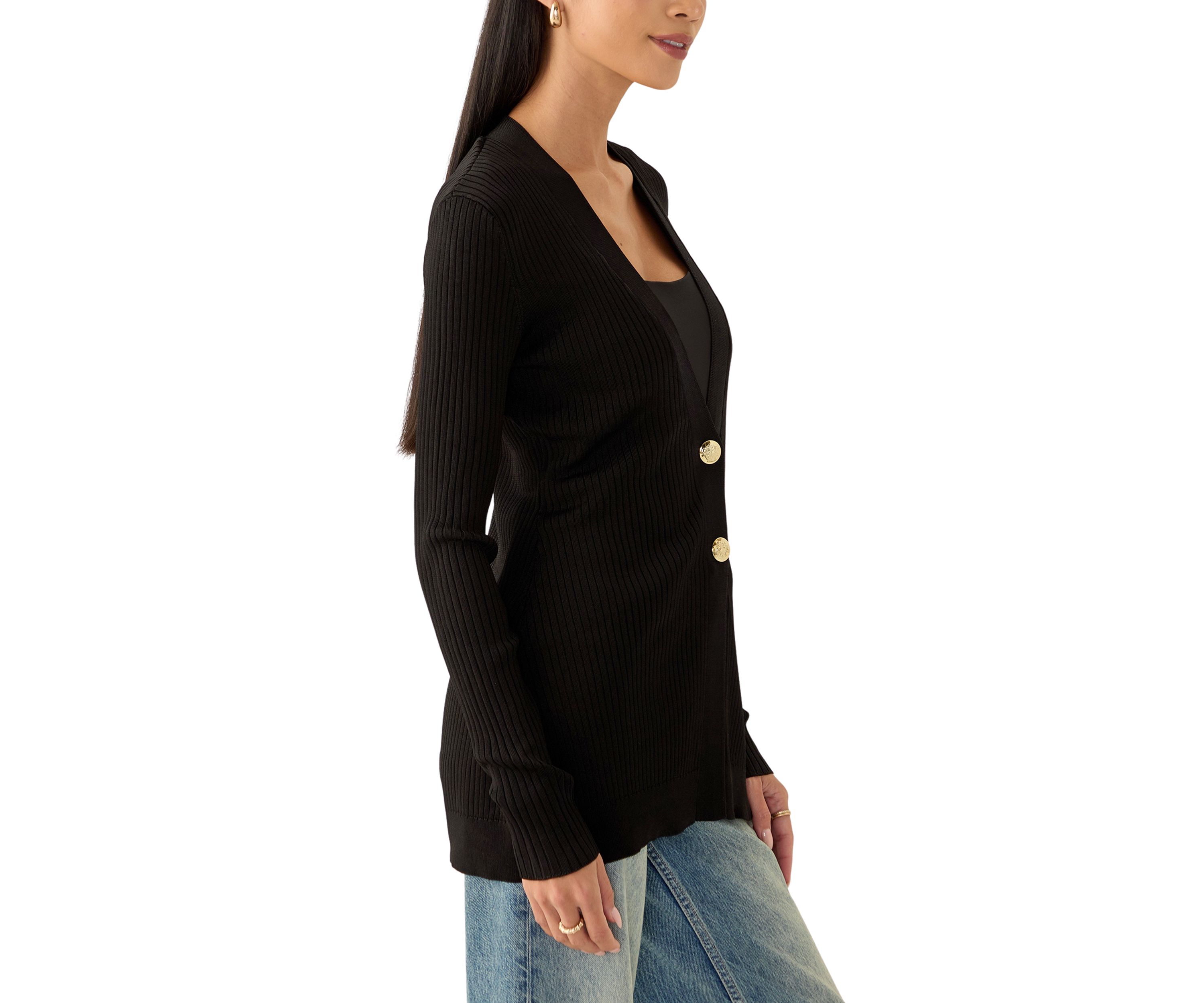 Womens Knit V-Neck Button Front Cardigan