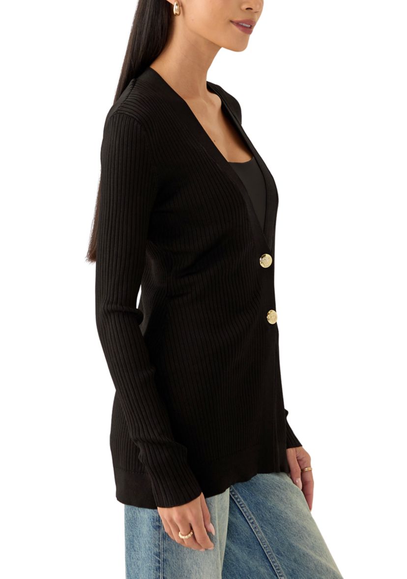 Womens Knit V-Neck Button Front Cardigan