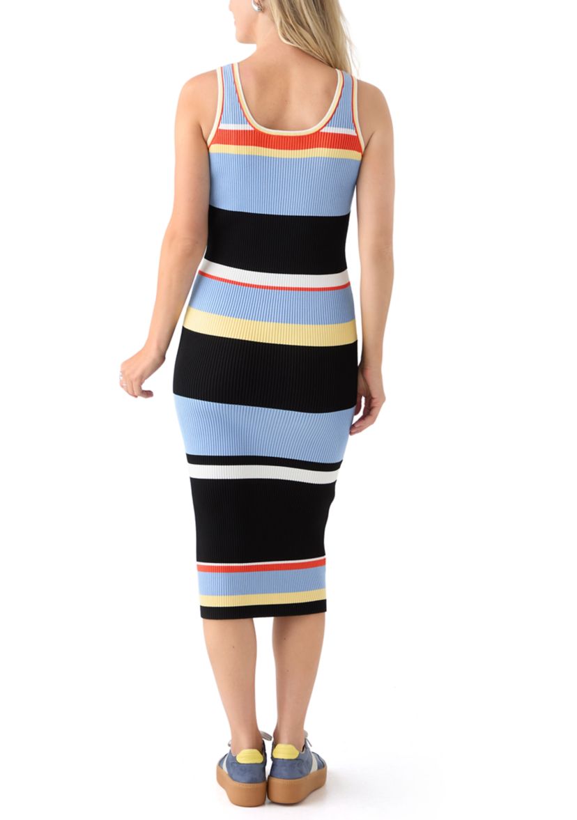 Womens Sleeveless Scoop Neck Fitted Midi Dress