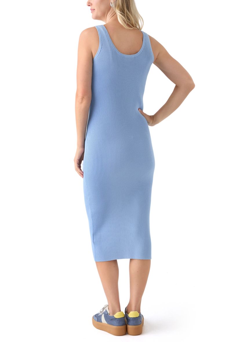 Womens Sleeveless Scoop Neck Fitted Midi Dress