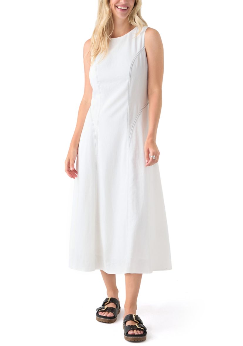 Womens Sleeveless Fit and Flare Midi Dress