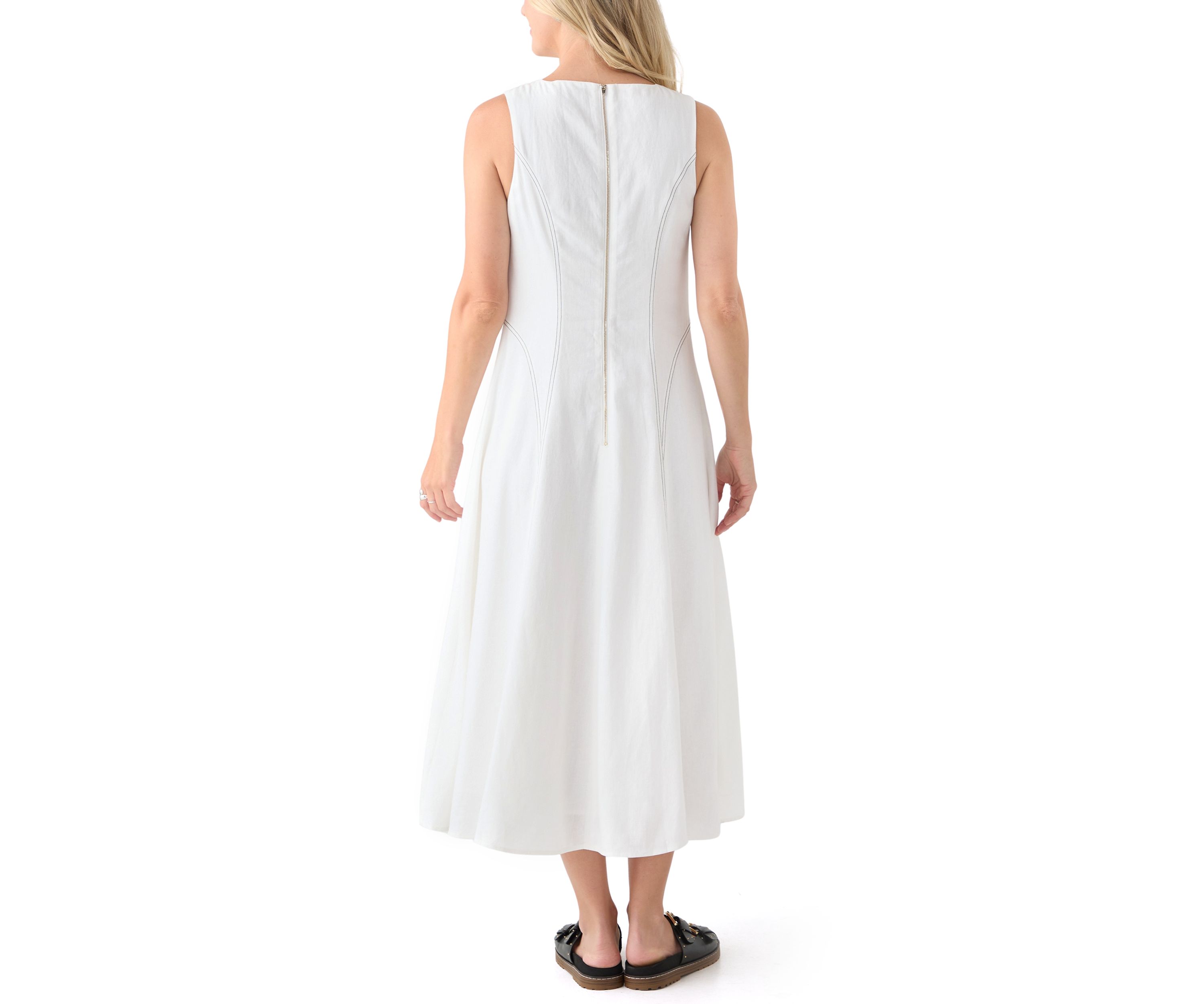 Womens Sleeveless Fit and Flare Midi Dress