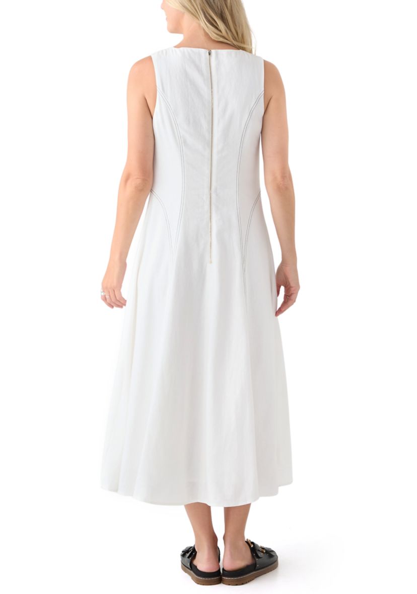 Womens Sleeveless Fit and Flare Midi Dress