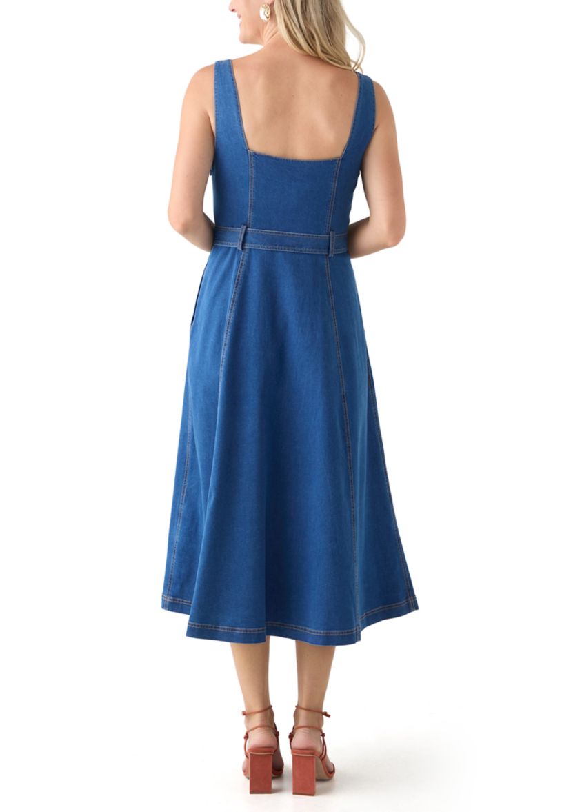 Womens Sleeveless Sweetheart Neck Fit and Flare Dress