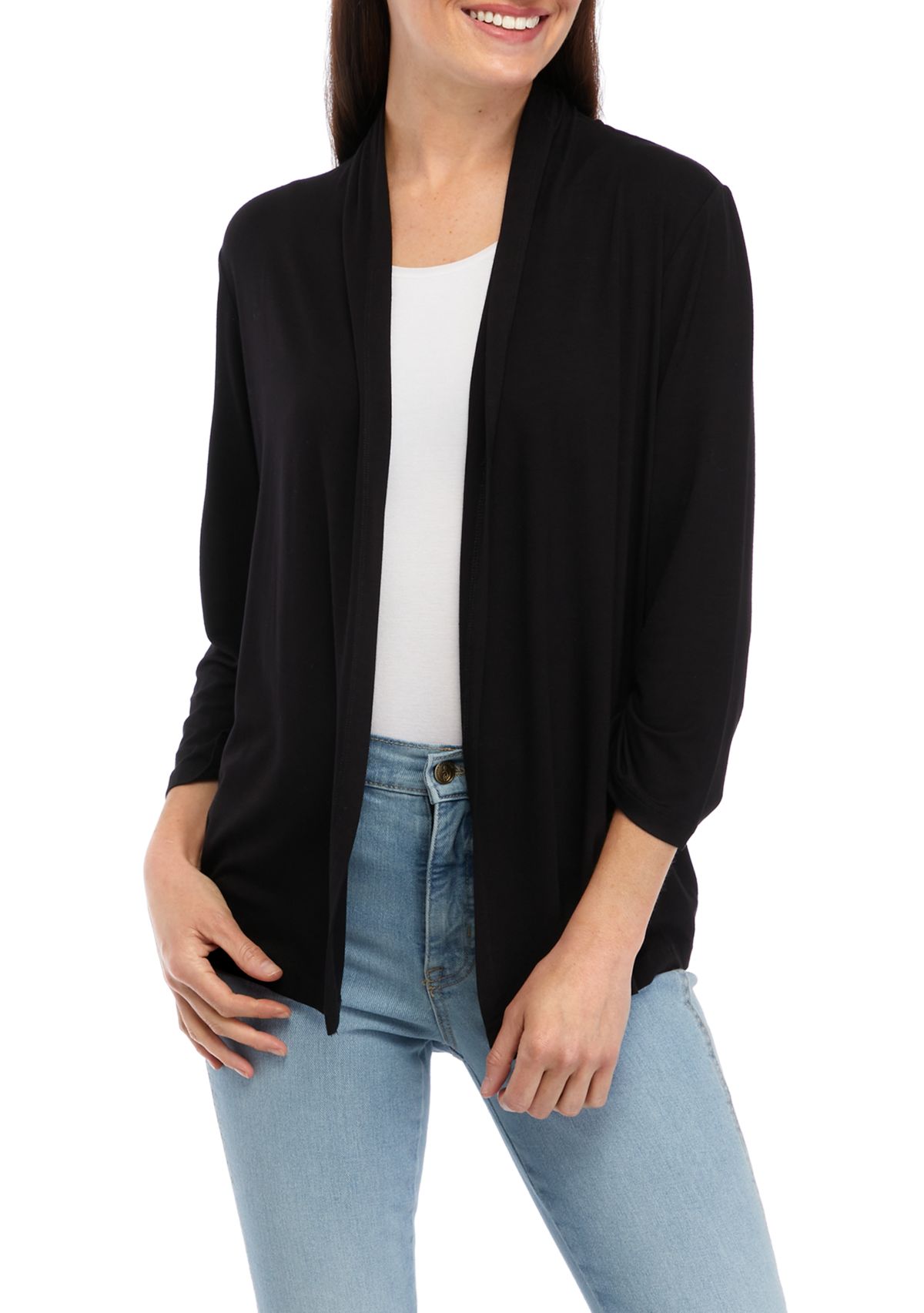 Womens 3/4 Sleeve Open Front Cardigan