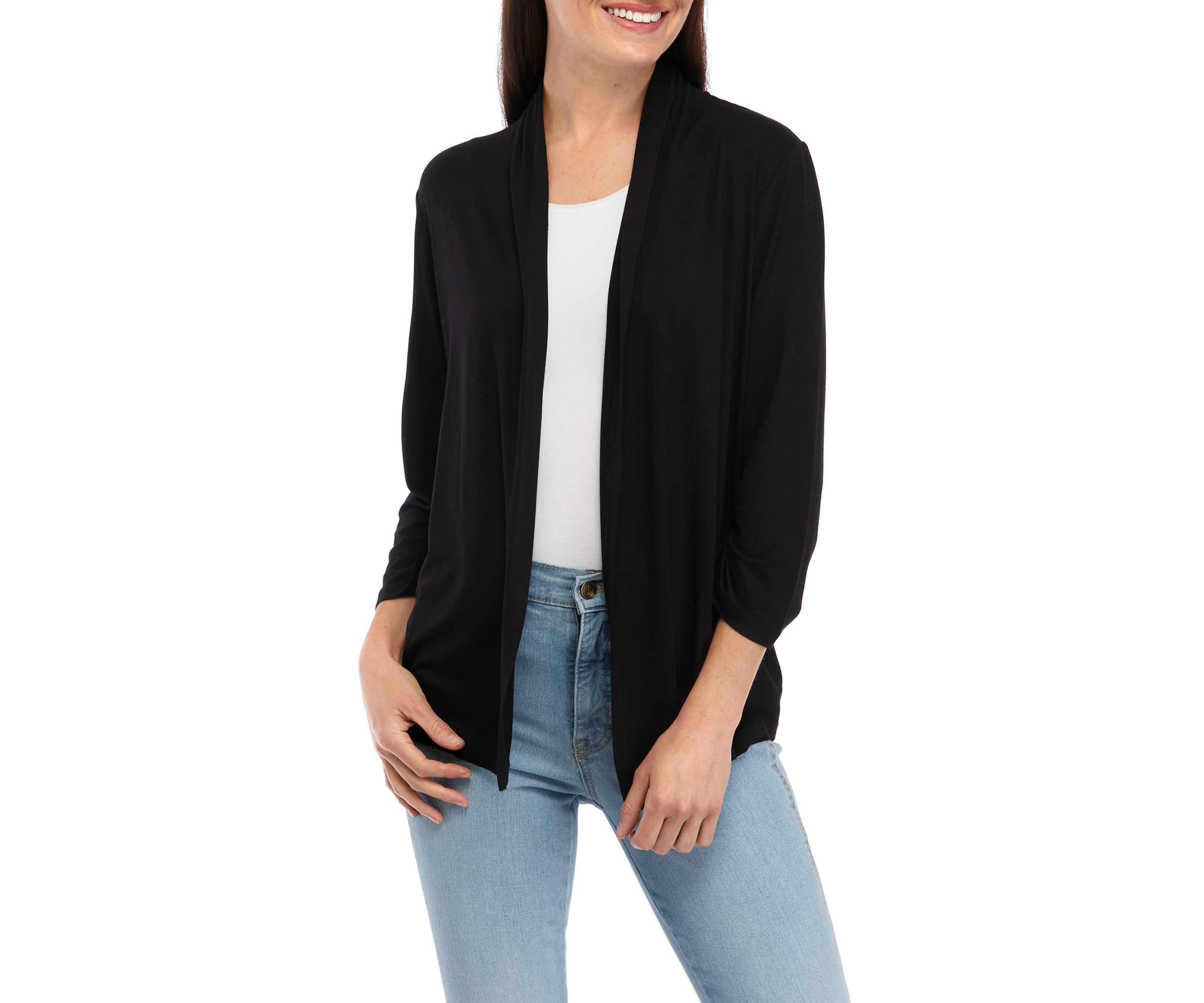 Womens 3/4 Sleeve Open Front Cardigan