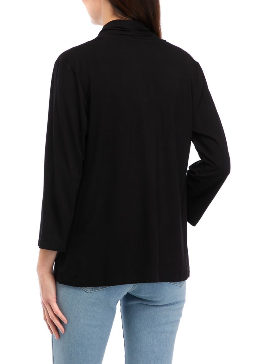 Womens 3/4 Sleeve Open Front Cardigan
