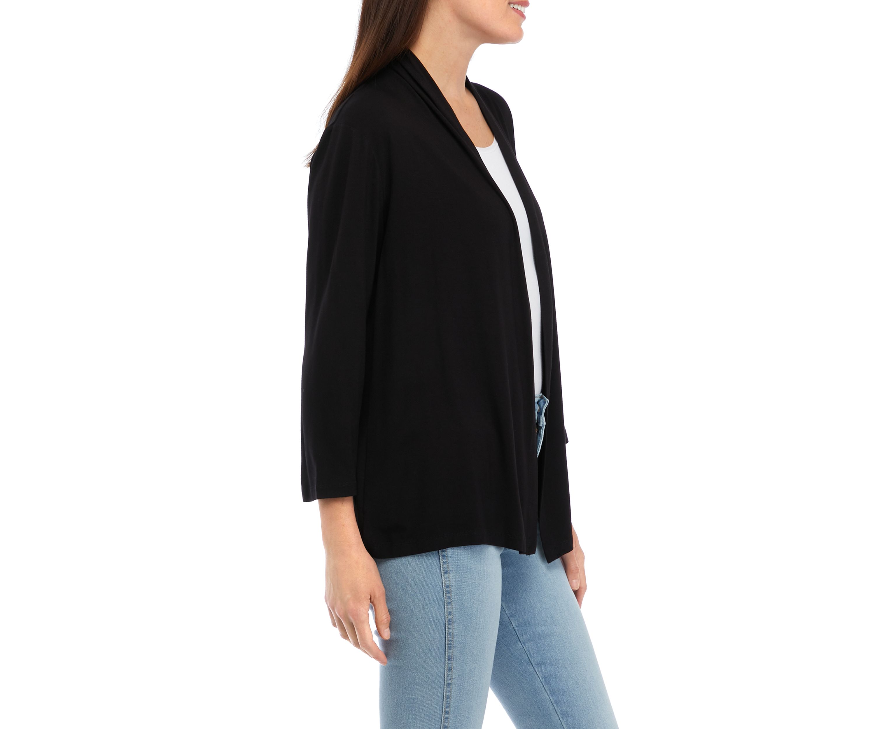 Womens 3/4 Sleeve Open Front Cardigan