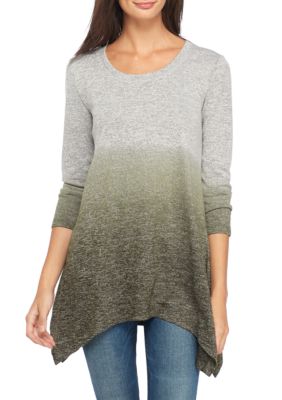 new directions three quarter double sleeve bar back printed top