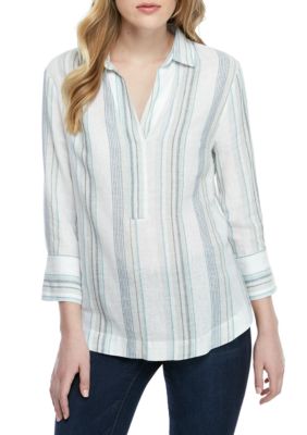 calvin klein essential flare sleeve gingham blous