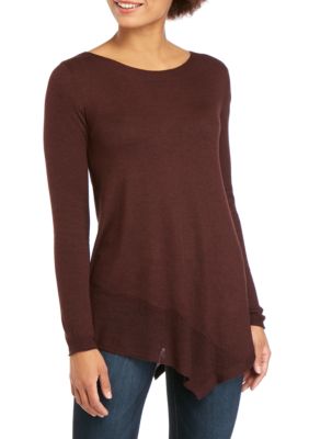 Joan Vass New York Asymmetrical Pointelle Sweater | belk