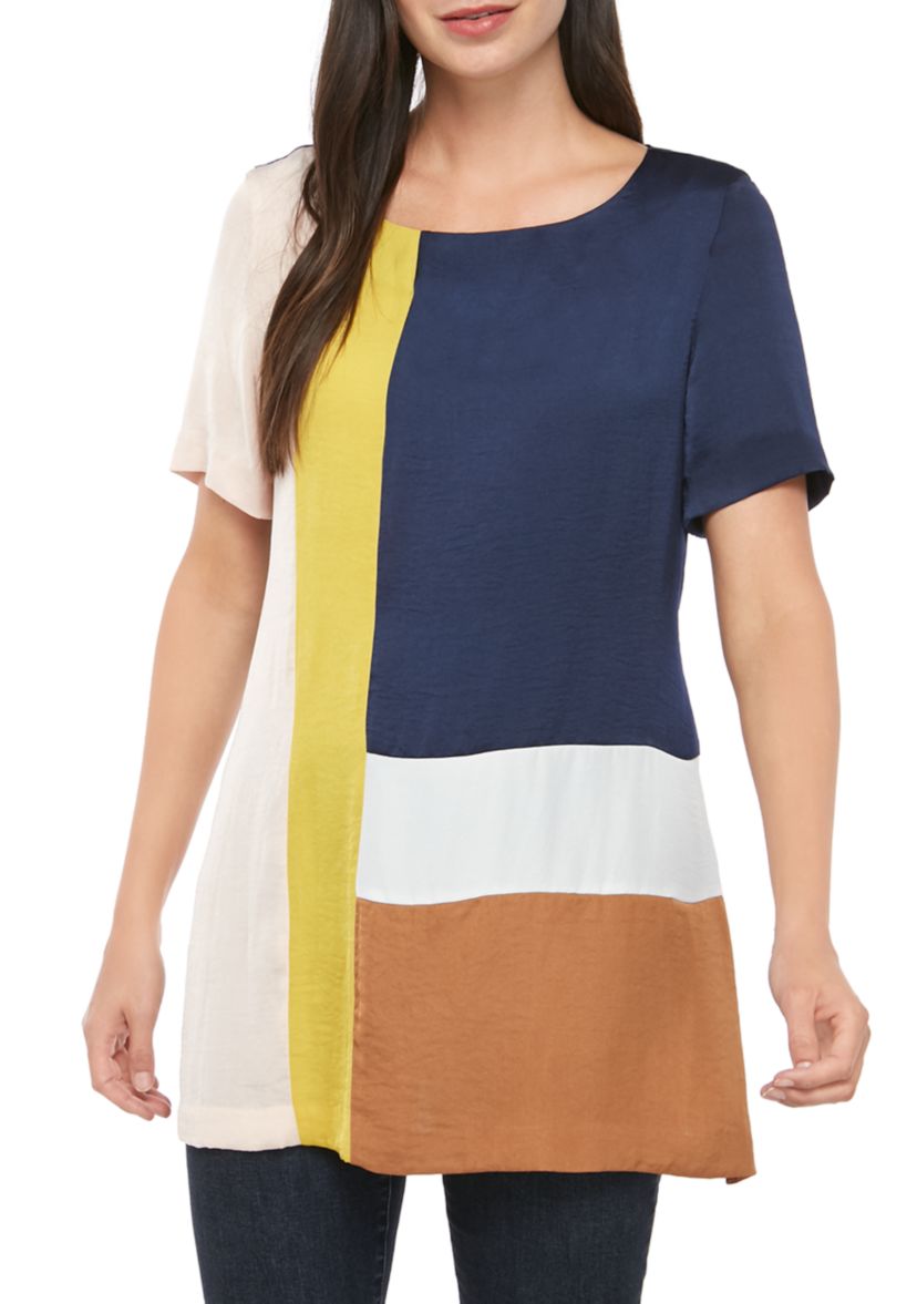 Short Sleeve Color Block Tunic