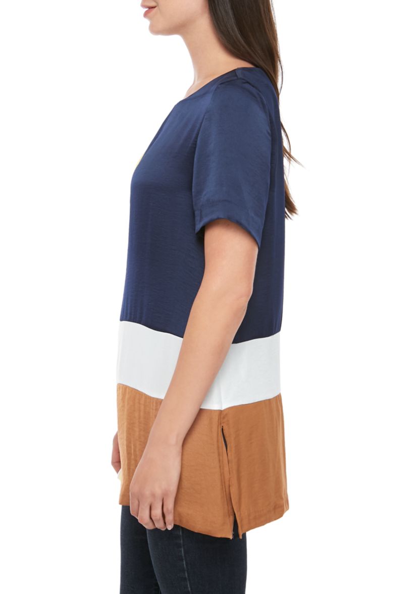 Short Sleeve Color Block Tunic