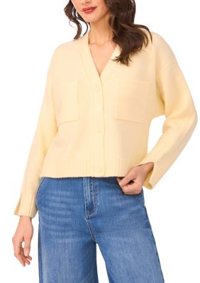 1.State Women's Button Up Cardigan with Pockets, Yellow, XS