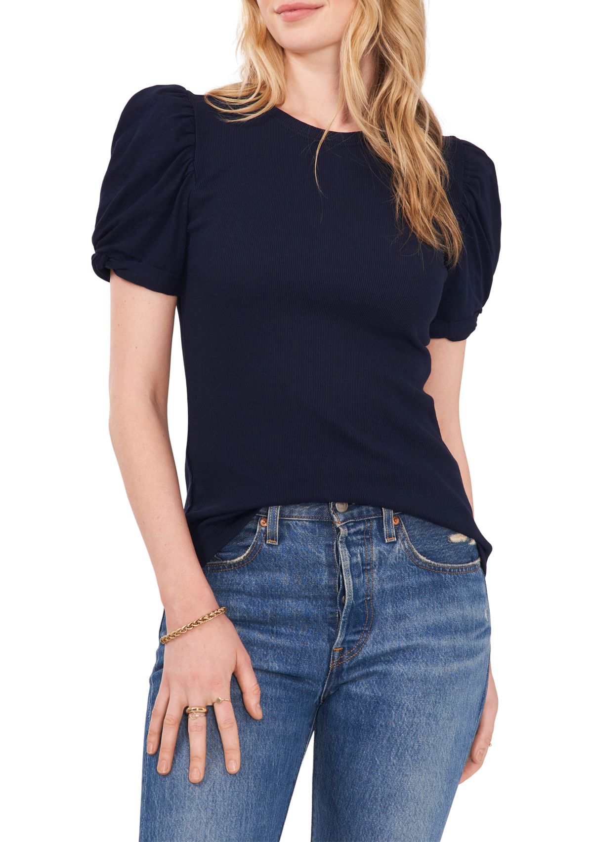 Womens Short Puff Sleeve Top