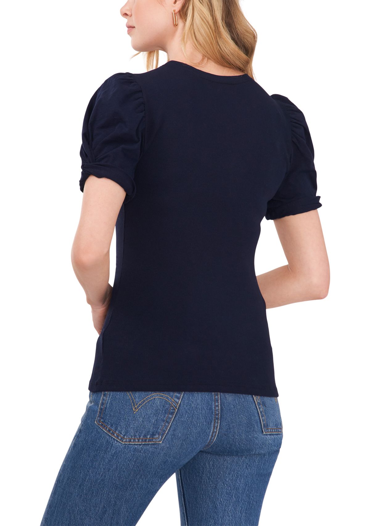 Womens Short Puff Sleeve Top