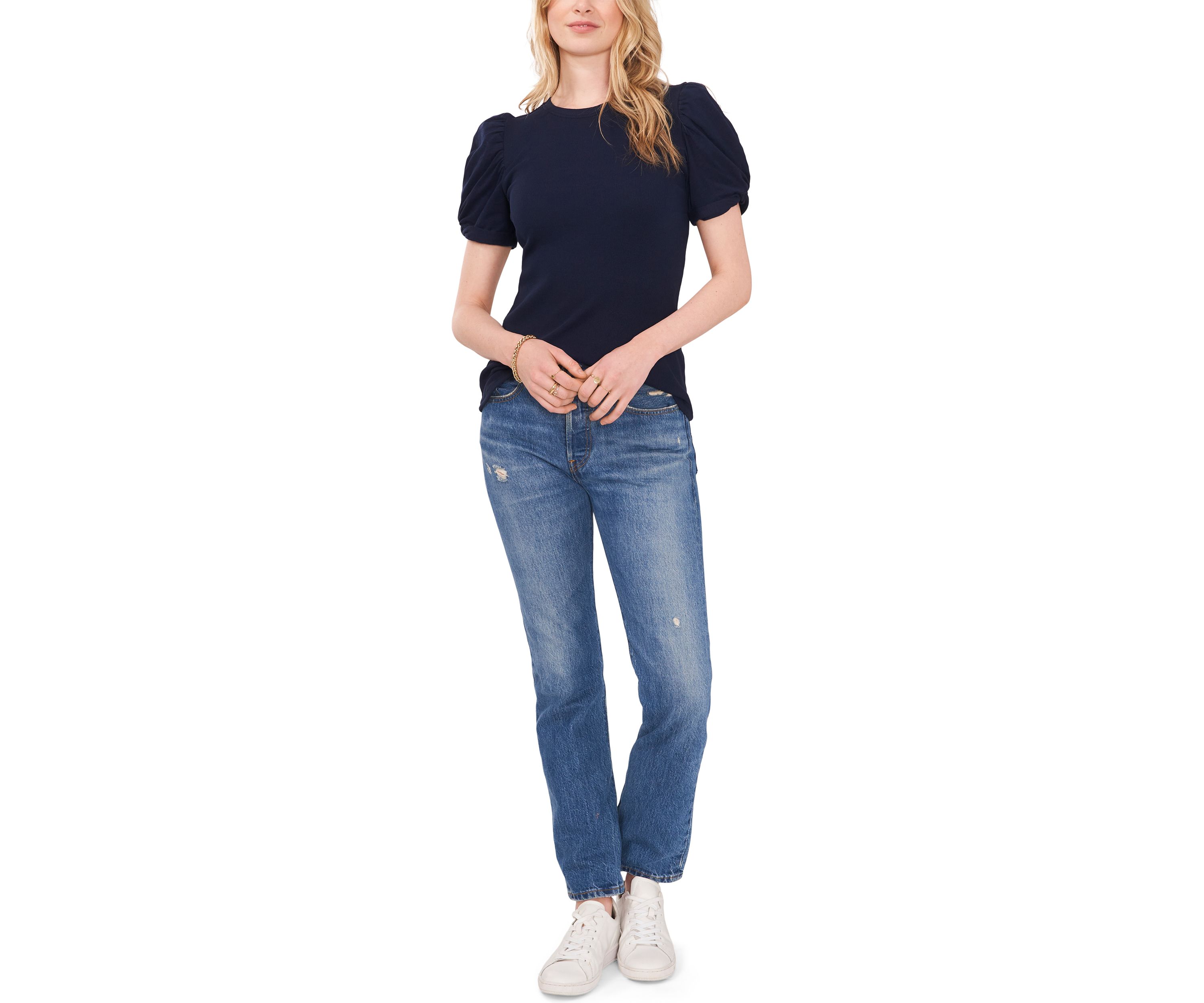 Womens Short Puff Sleeve Top