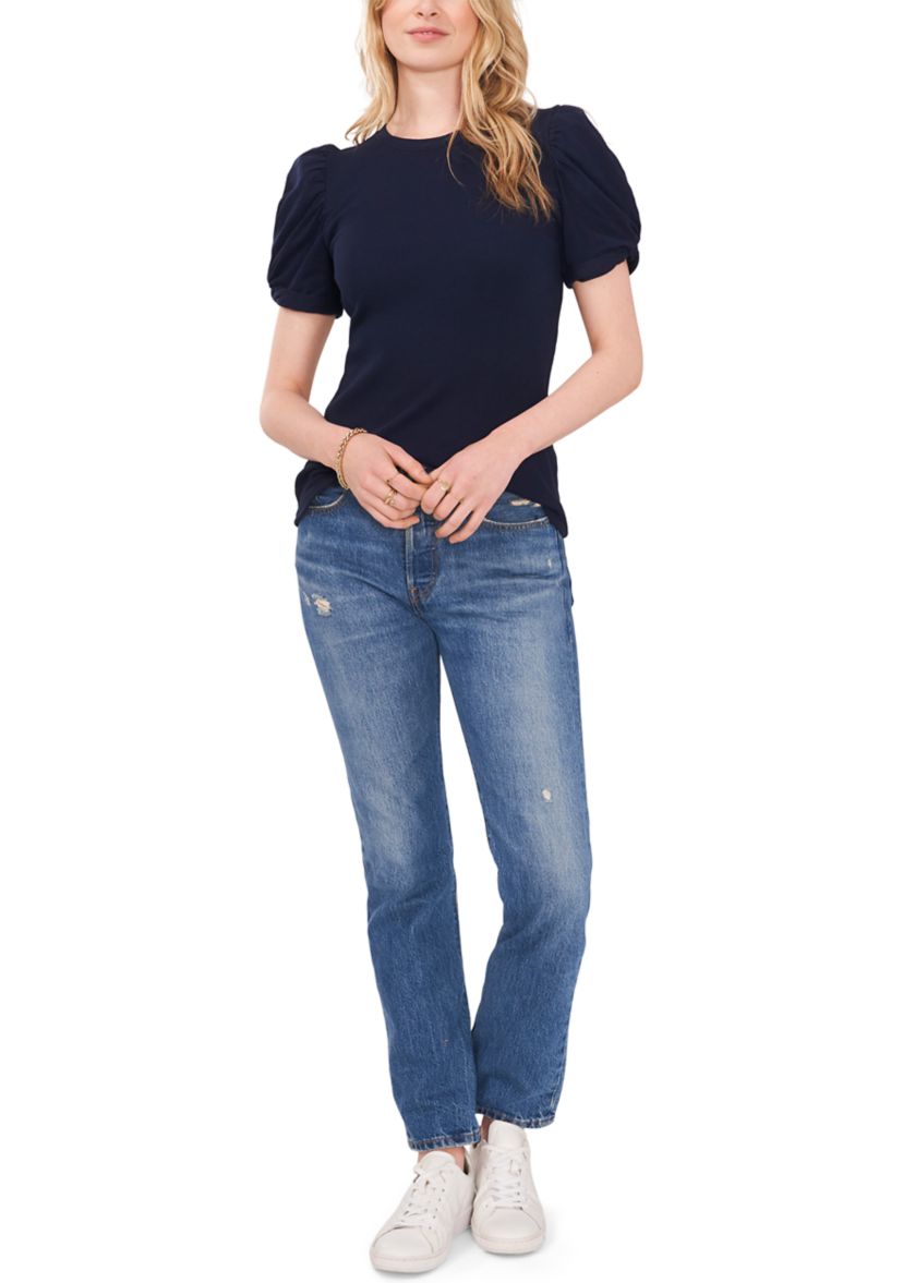Womens Short Puff Sleeve Top