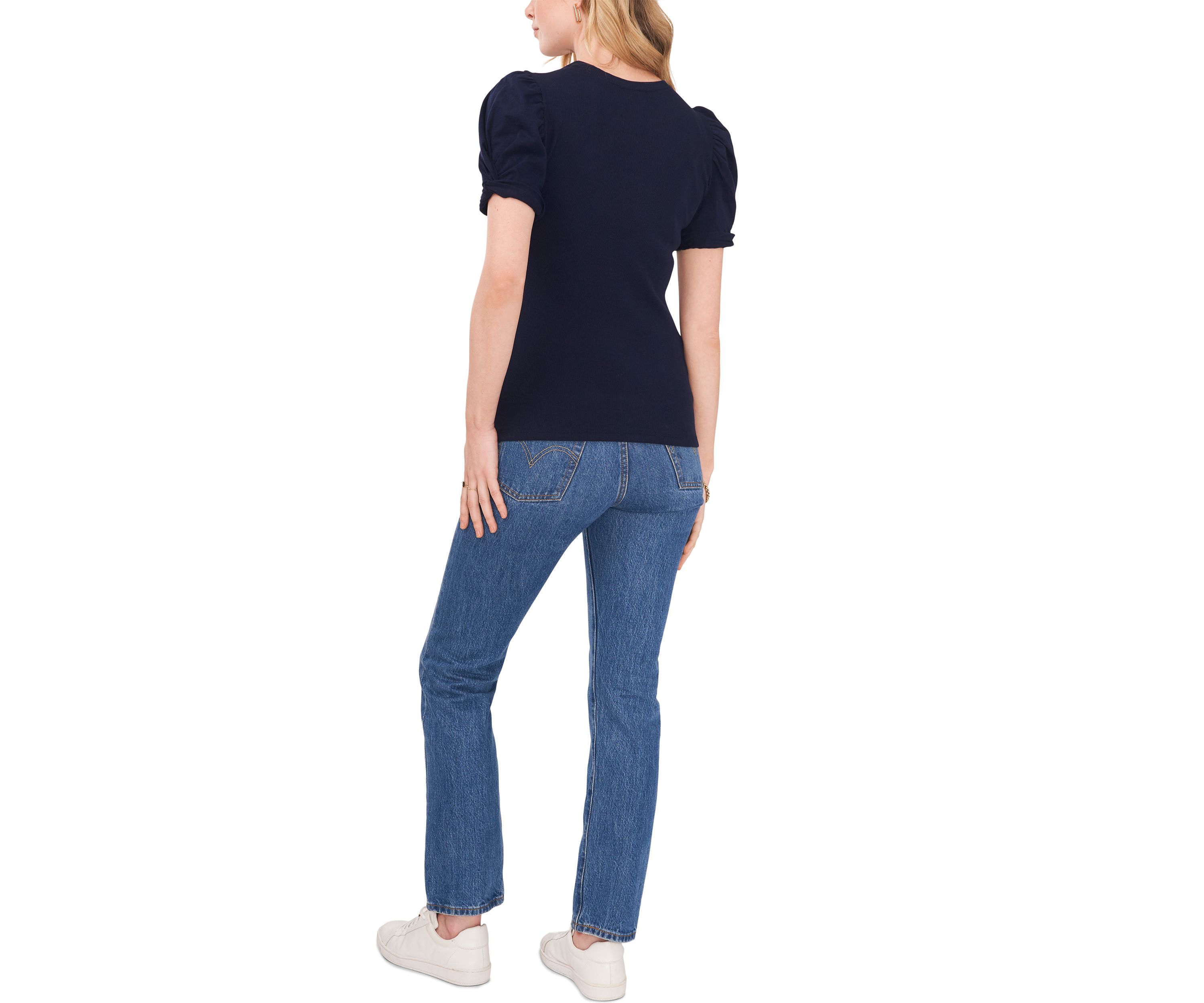Womens Short Puff Sleeve Top