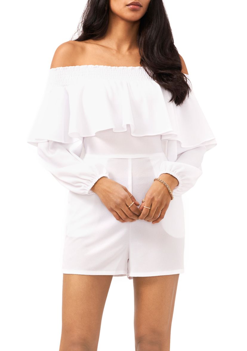 Womens Blouson Sleeve Off the Shoulder Romper