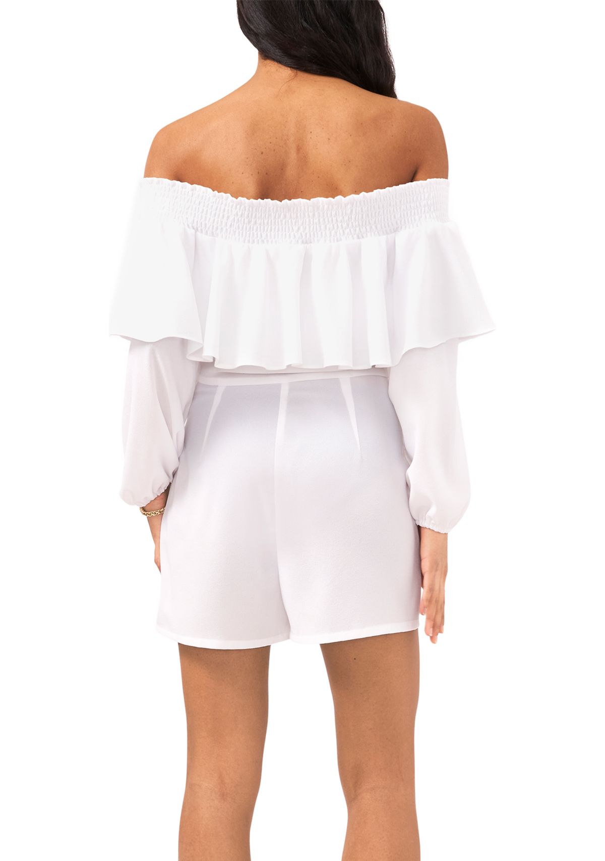 Womens Blouson Sleeve Off the Shoulder Romper