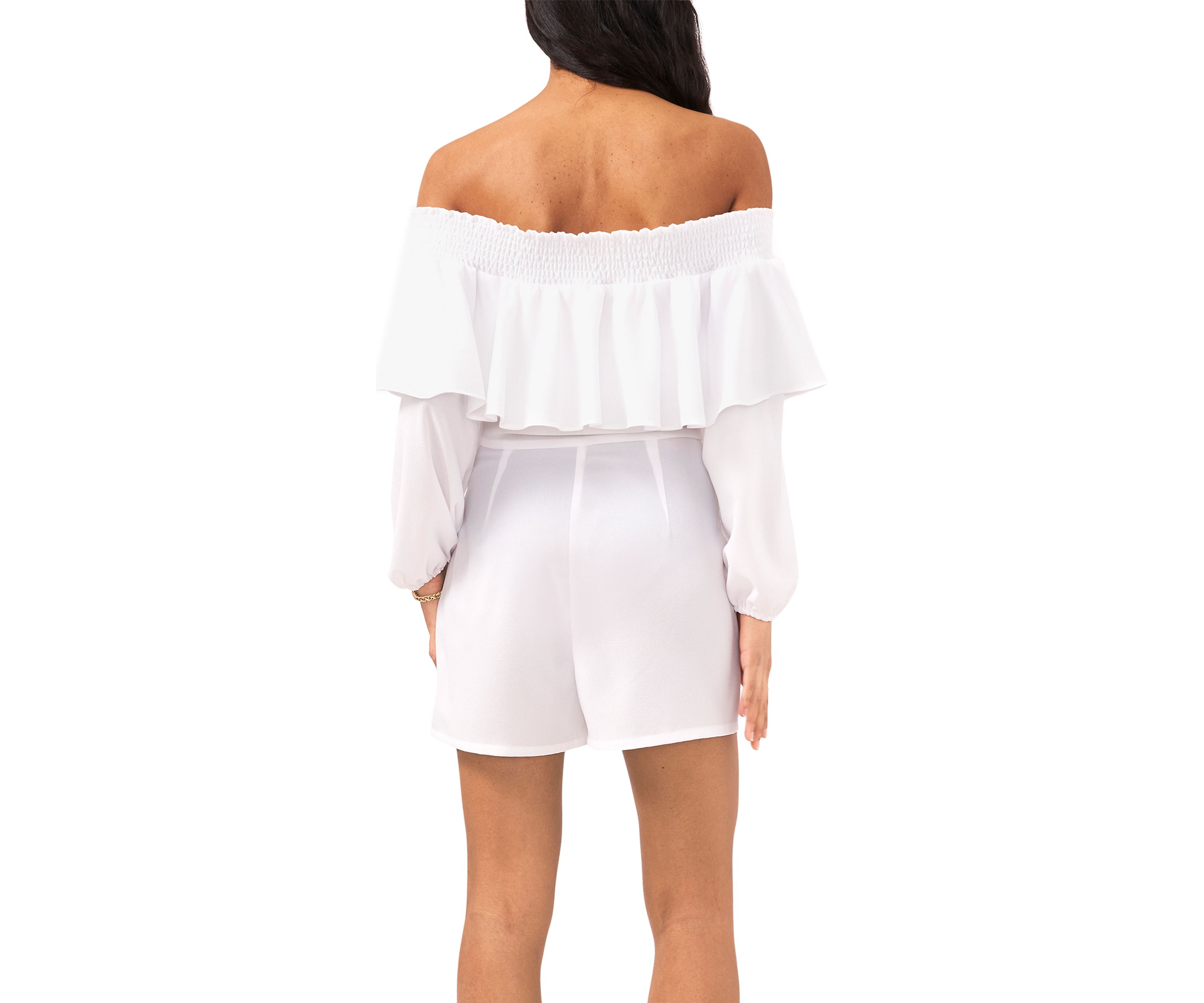 Womens Blouson Sleeve Off the Shoulder Romper