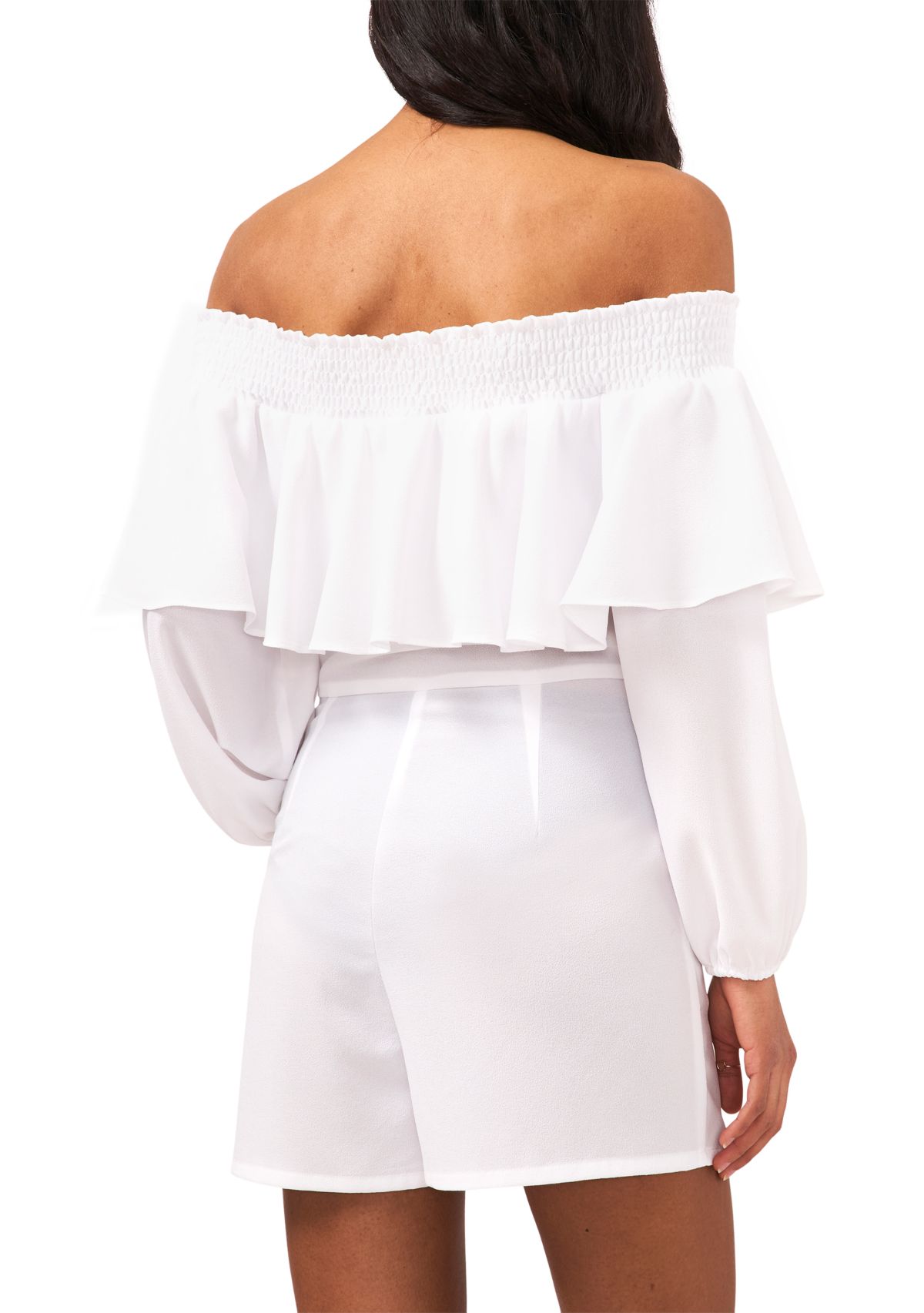 Womens Blouson Sleeve Off the Shoulder Romper