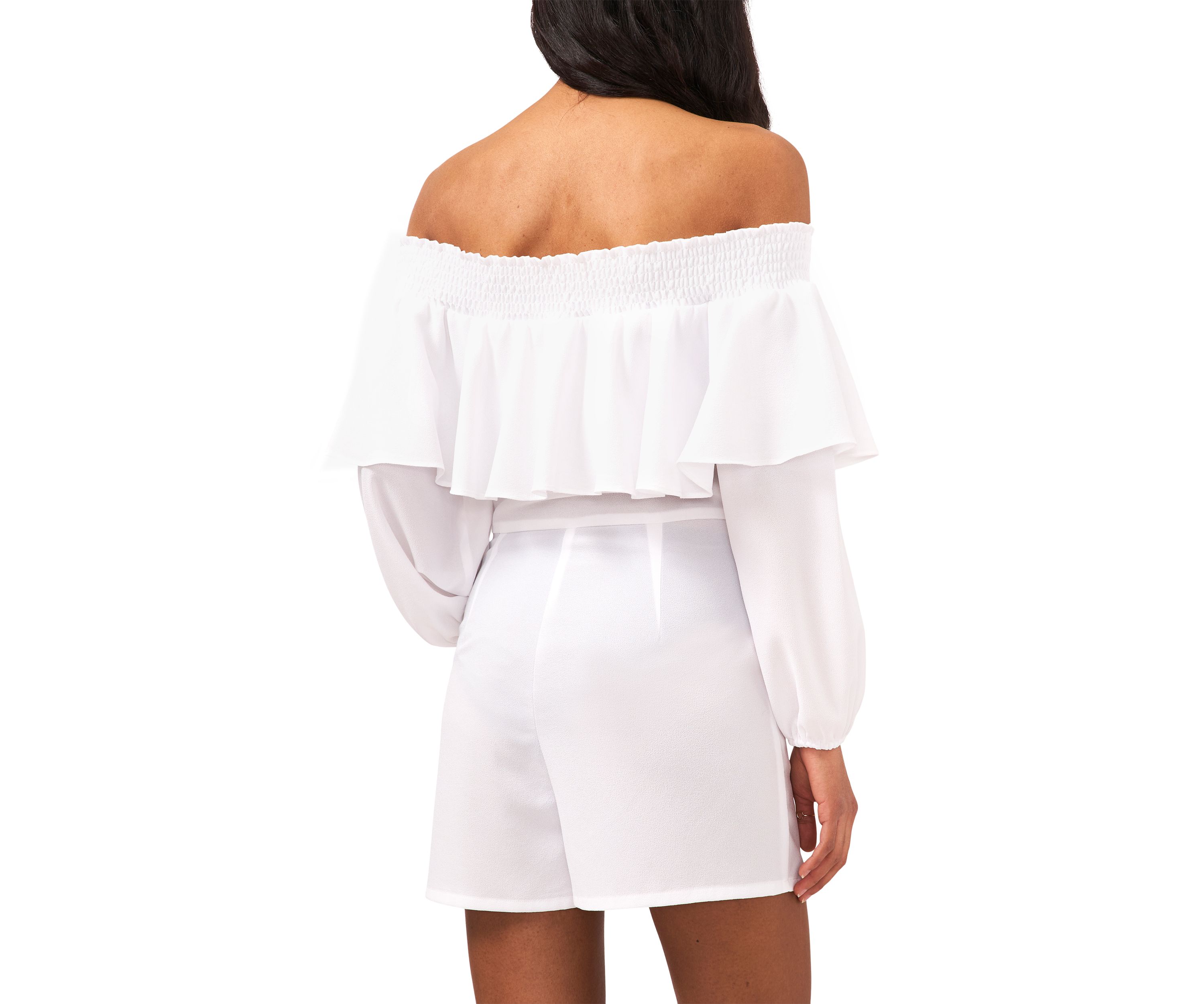 Womens Blouson Sleeve Off the Shoulder Romper