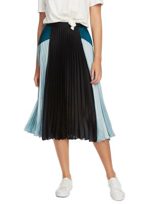 1 State Women S Color Block Pleated Midi Skirt Belk