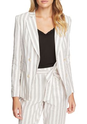 1.state Women's Duet Modern Stripe Double Breasted Blazer 