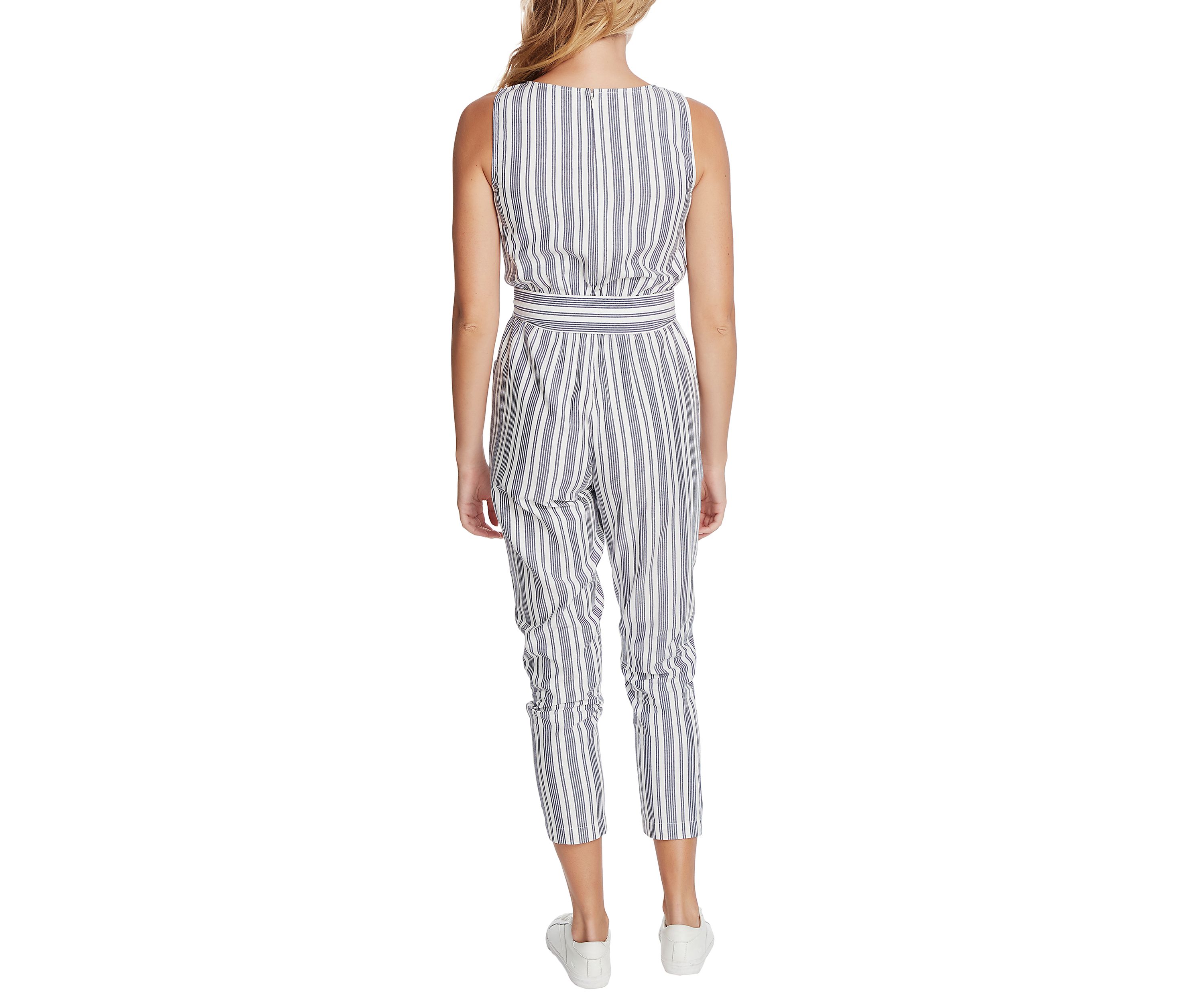 Womens Tapered Leg Tie Waist Jumpsuit