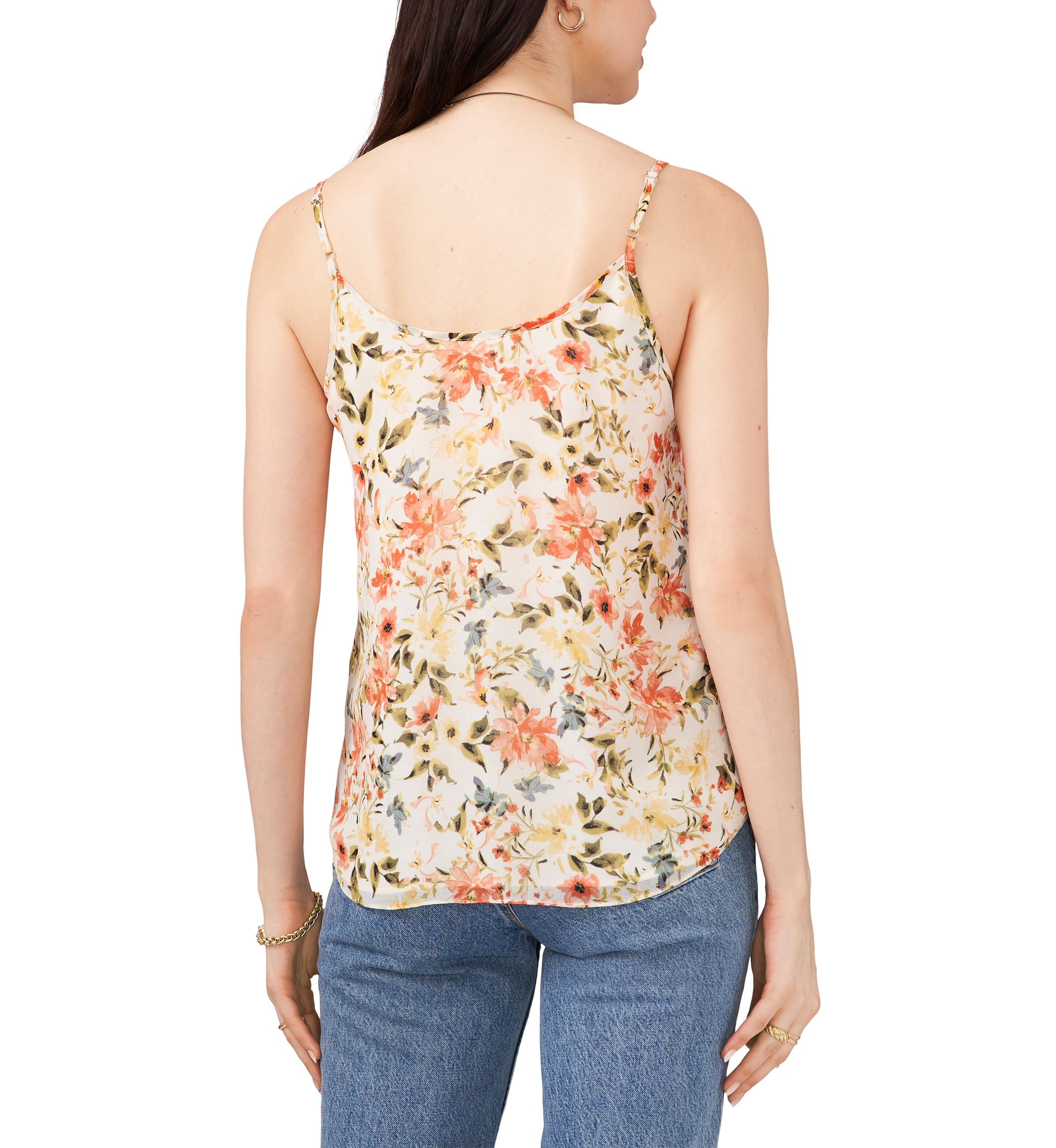 Womens Printed Pintucked V-Neck Cami