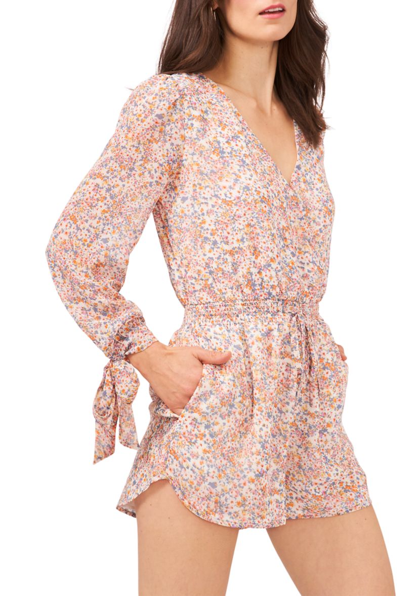 Womens Long Sleeve Tie Wrist Cross Front Romper