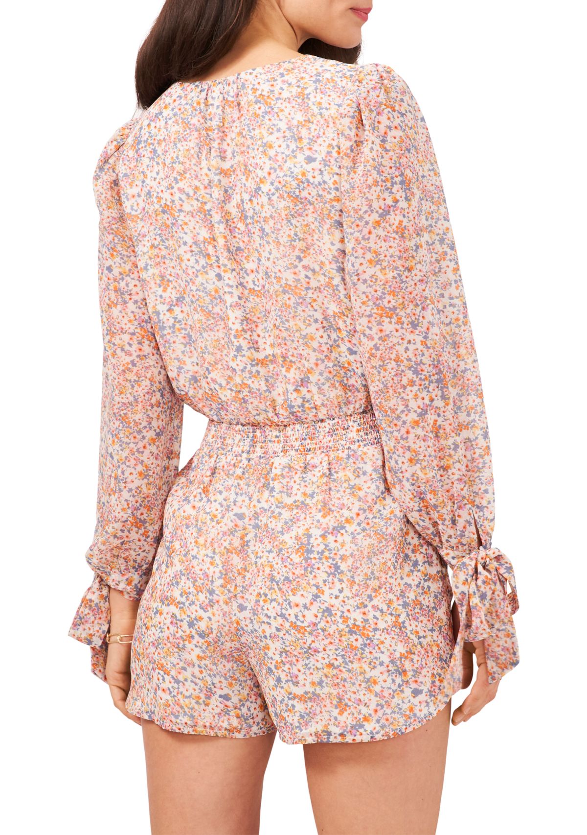 Womens Long Sleeve Tie Wrist Cross Front Romper