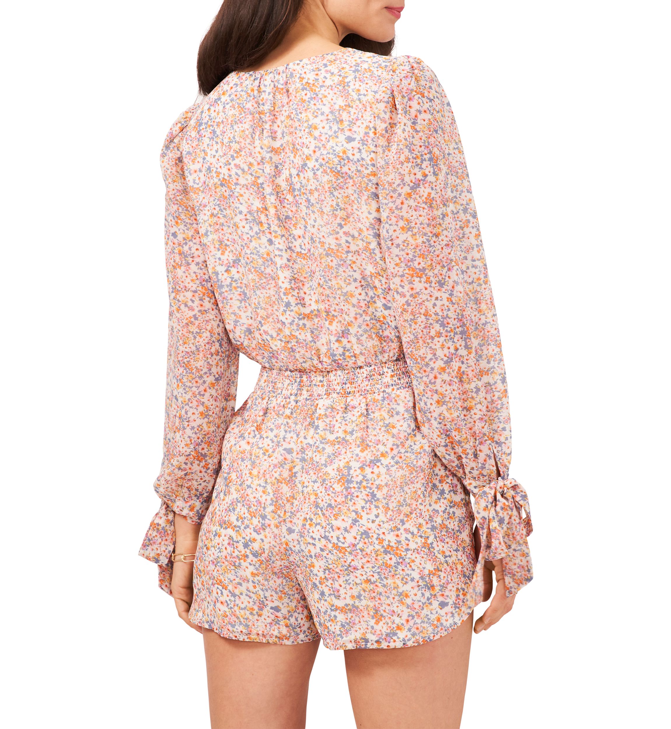Womens Long Sleeve Tie Wrist Cross Front Romper