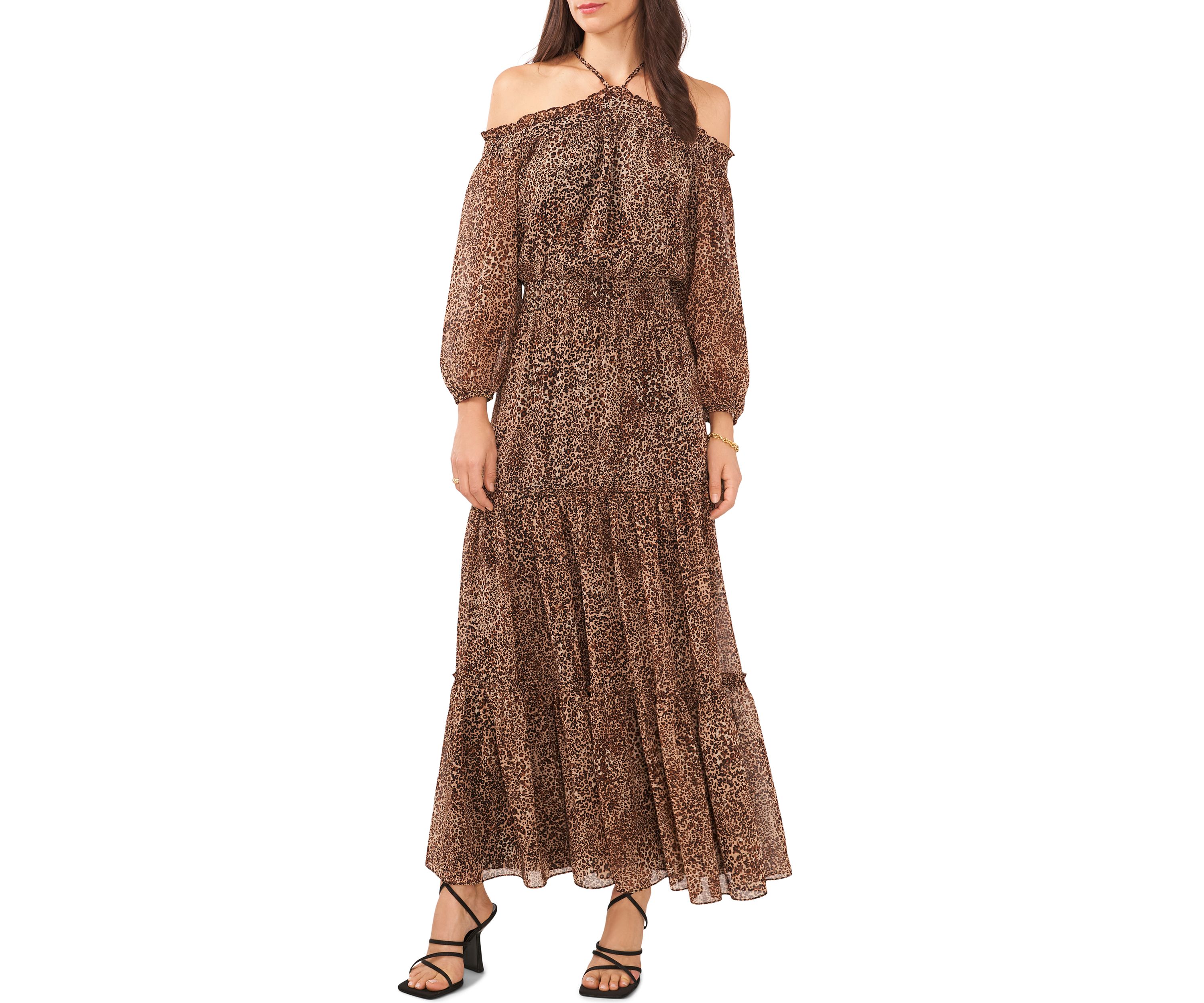 Womens Halter Maxi Dress with Smocked Waist