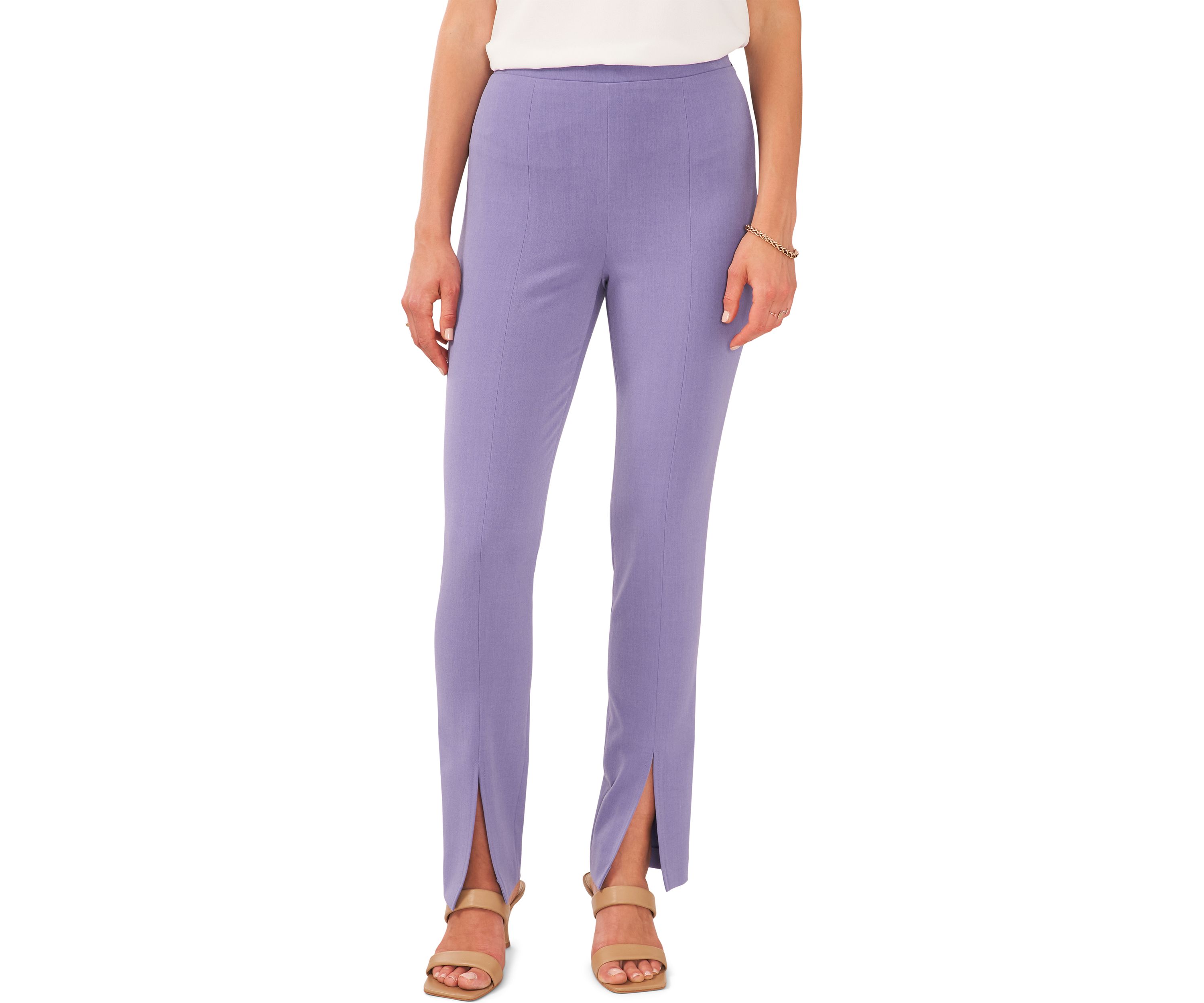 Womens Straight Leg Pants with Split Hem