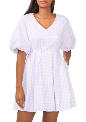 Women's Bubble Sleeve Tiered Printed Dress