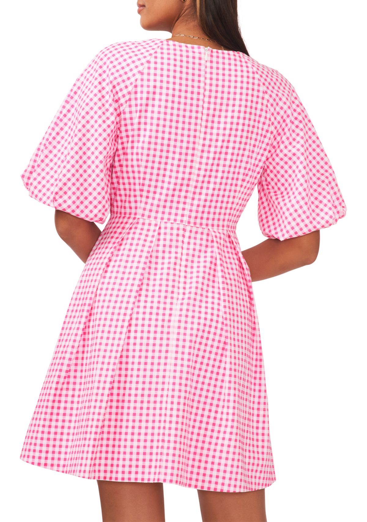 Womens Bubble Sleeve Tiered Printed Dress