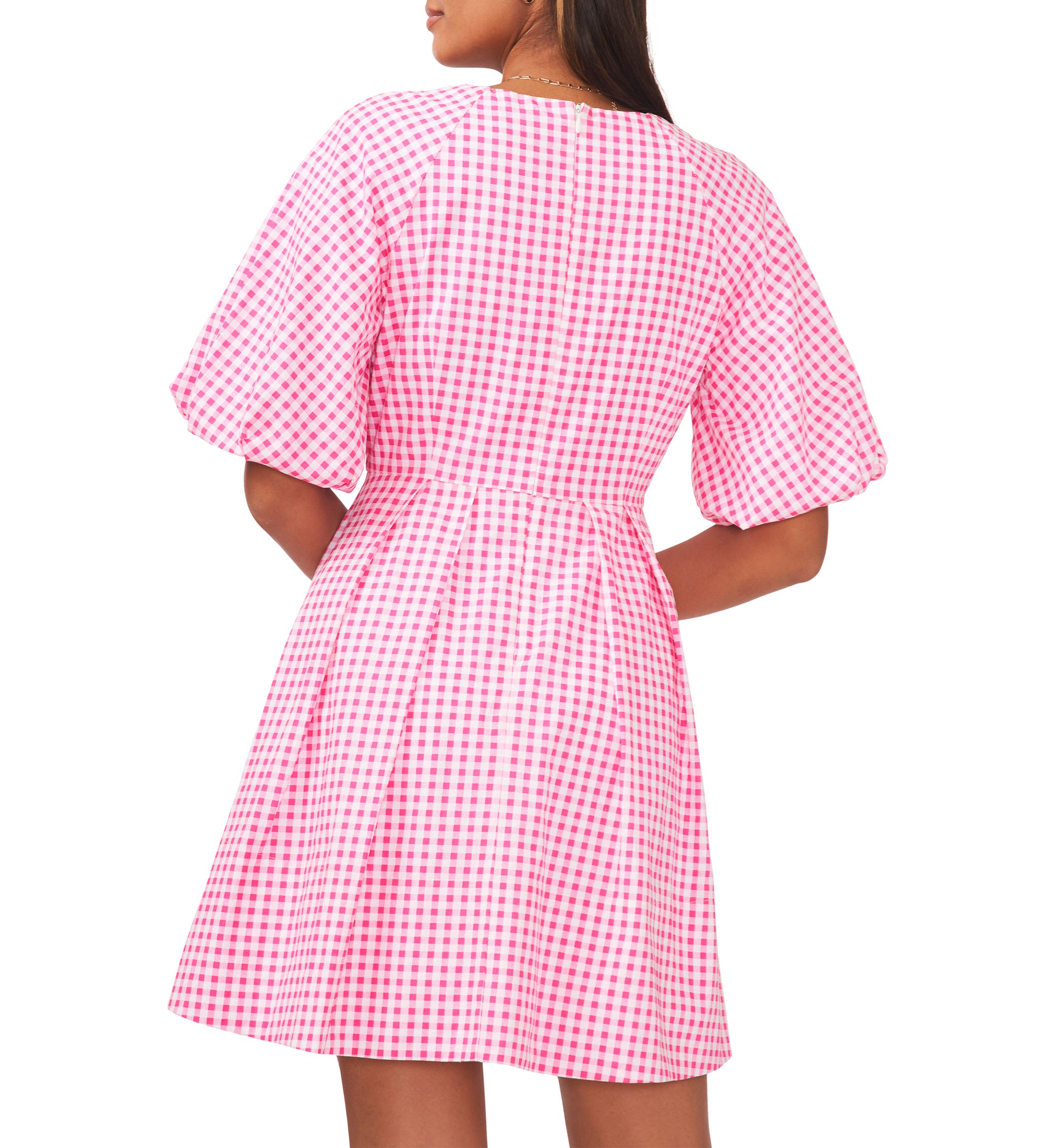 Womens Bubble Sleeve Tiered Printed Dress